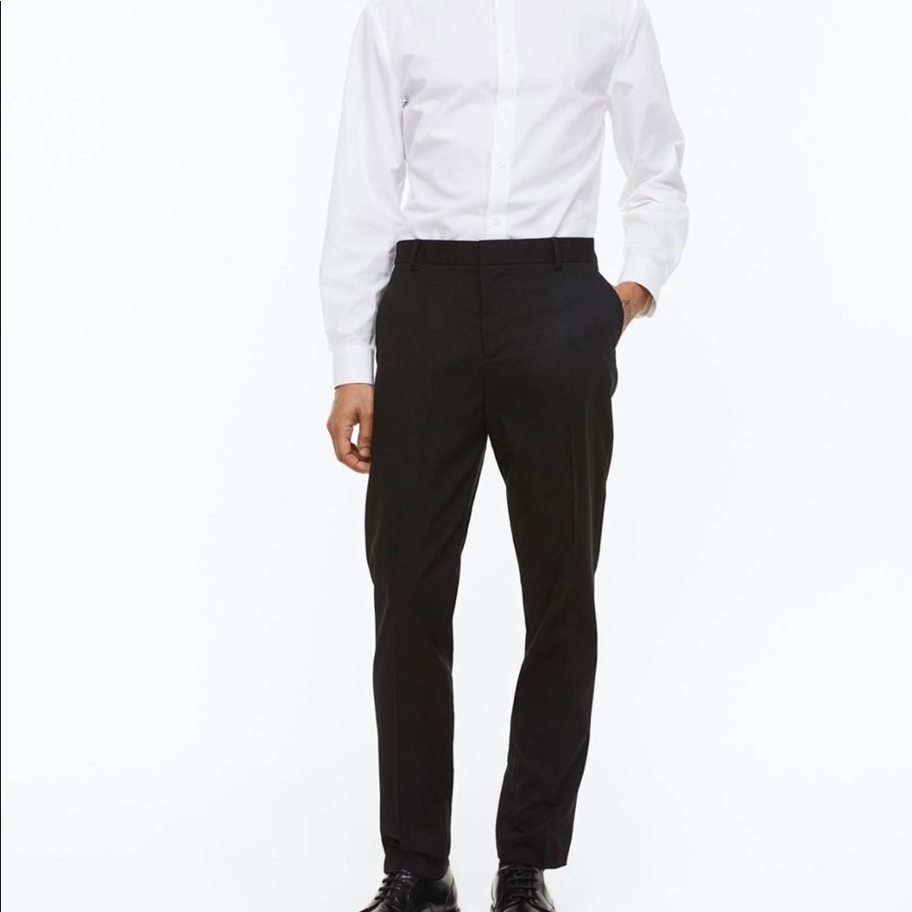 H&M Suit Pants Slim Fit Flat Front Black